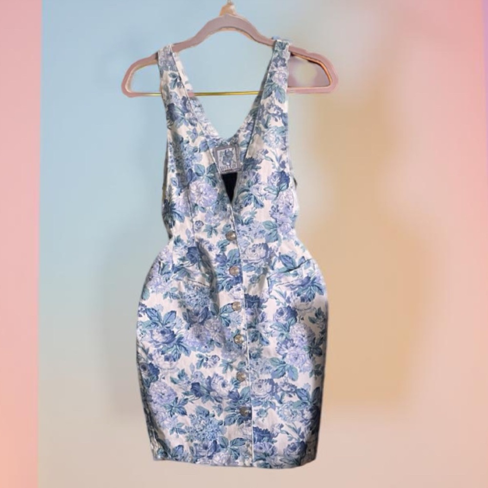 Denim Floral Blue and White Dress